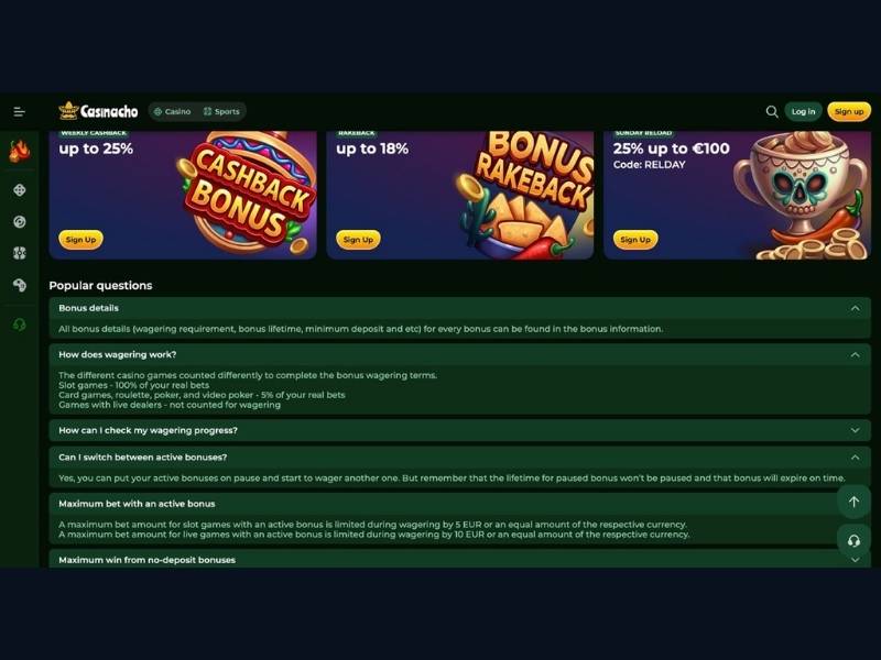 Il pacchetto benvenuto di Casinacho Casino Nacho Casino spiegato con esempi per l'Italia
