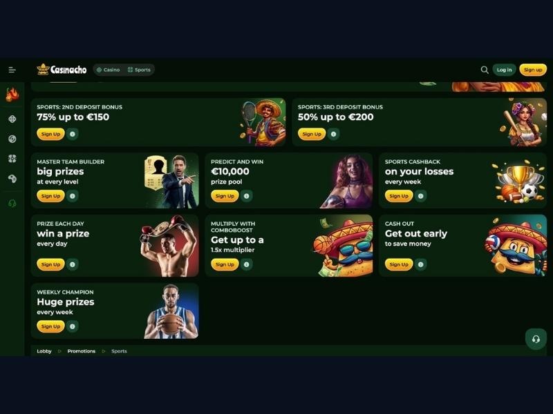 Catalogo cashback e tornei da smartphone su Casinacho Casino Nacho Casino per l'Italia